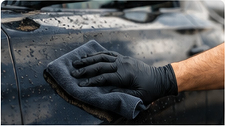 Finition manuelle de la carrosserie avec une microfibre